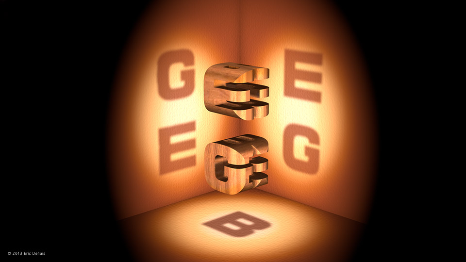 Cover from book - Godel, Escher, Bach \ Showing how the real thing when presented from different sides shows different information \ The process of piecing together this information is Knowledge