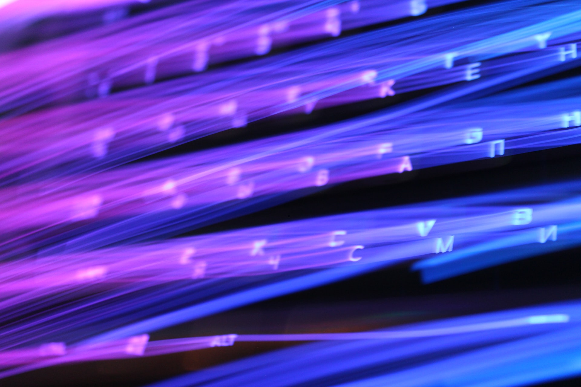 Information flowing through fiber optics cables