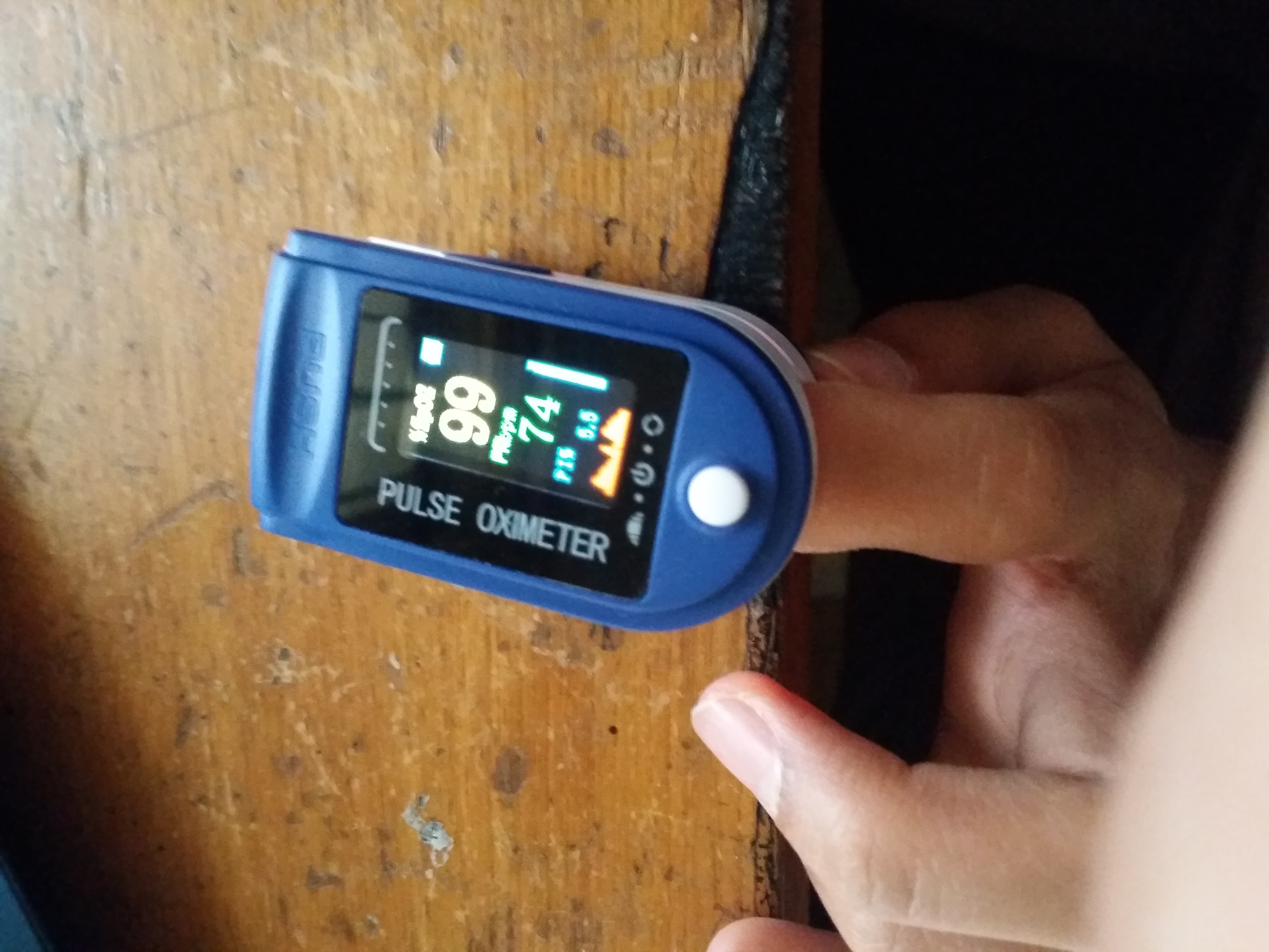 Picture of me measuring my Oxygen Saturation