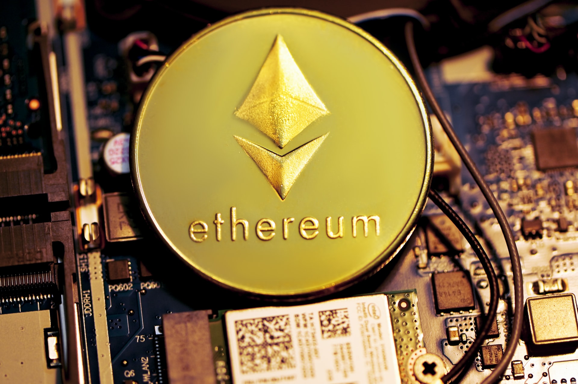 Ethereum coin on computer (decor image)