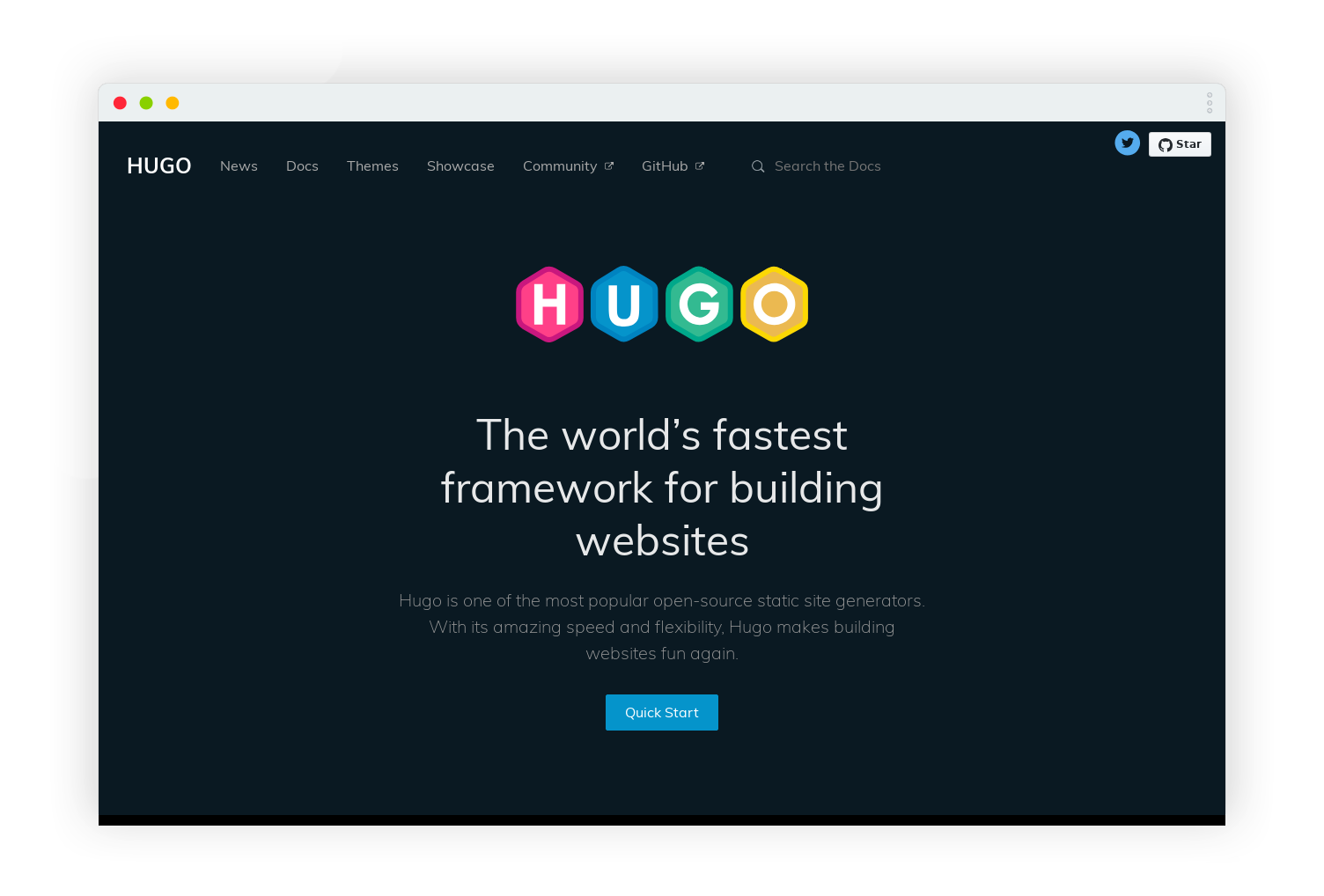 Hugo website homepage