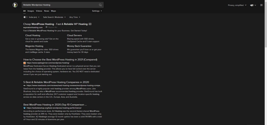 This is DDG, ngl there are advertisements but on homepage itself there are organic comparisons too.